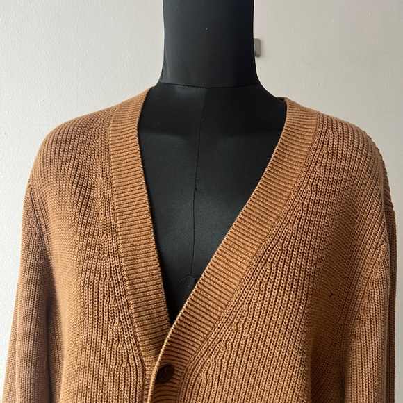 H&M Men’s Cardigan Size Small Beige Tan Brown Button Up Knitted Fall Neutral - Picture 2 of 9